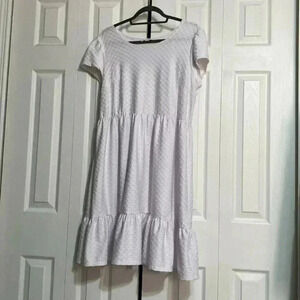 52seven pale Lavendar smock style short mini dress size LARGE